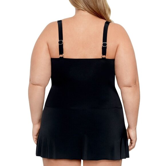 Swim Solutions Plus Size Tummy Control Skater Swimsuit 20W Black White $122 - Picture 3 of 3